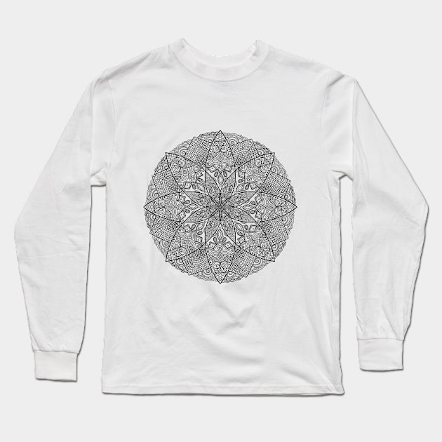 Detailed Mandala Pattern Long Sleeve T-Shirt by Minima Vulpes